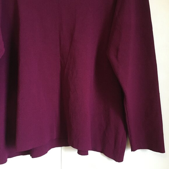 Merlot Red Cross Tie V-Neck Knit Sweater Top - Picture 7 of 14